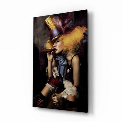 Female Clown Glass Wall Art - LUXARTDECO