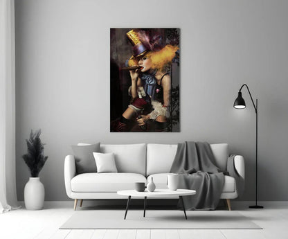 Female Clown Glass Wall Art - LUXARTDECO