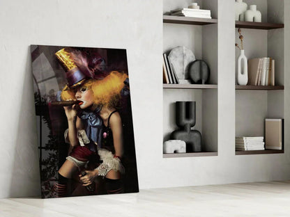 Female Clown Glass Wall Art - LUXARTDECO
