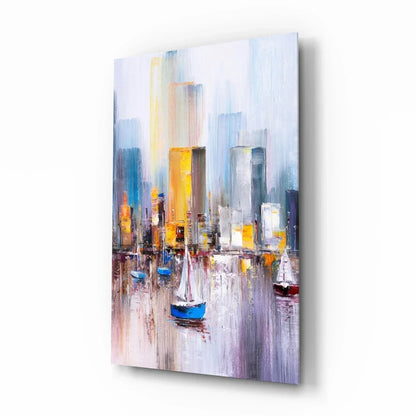 Manhattan Bay Glass Wall Art - LUXARTDECO