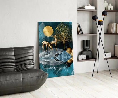Deers Glass Wall Art - LUXARTDECO