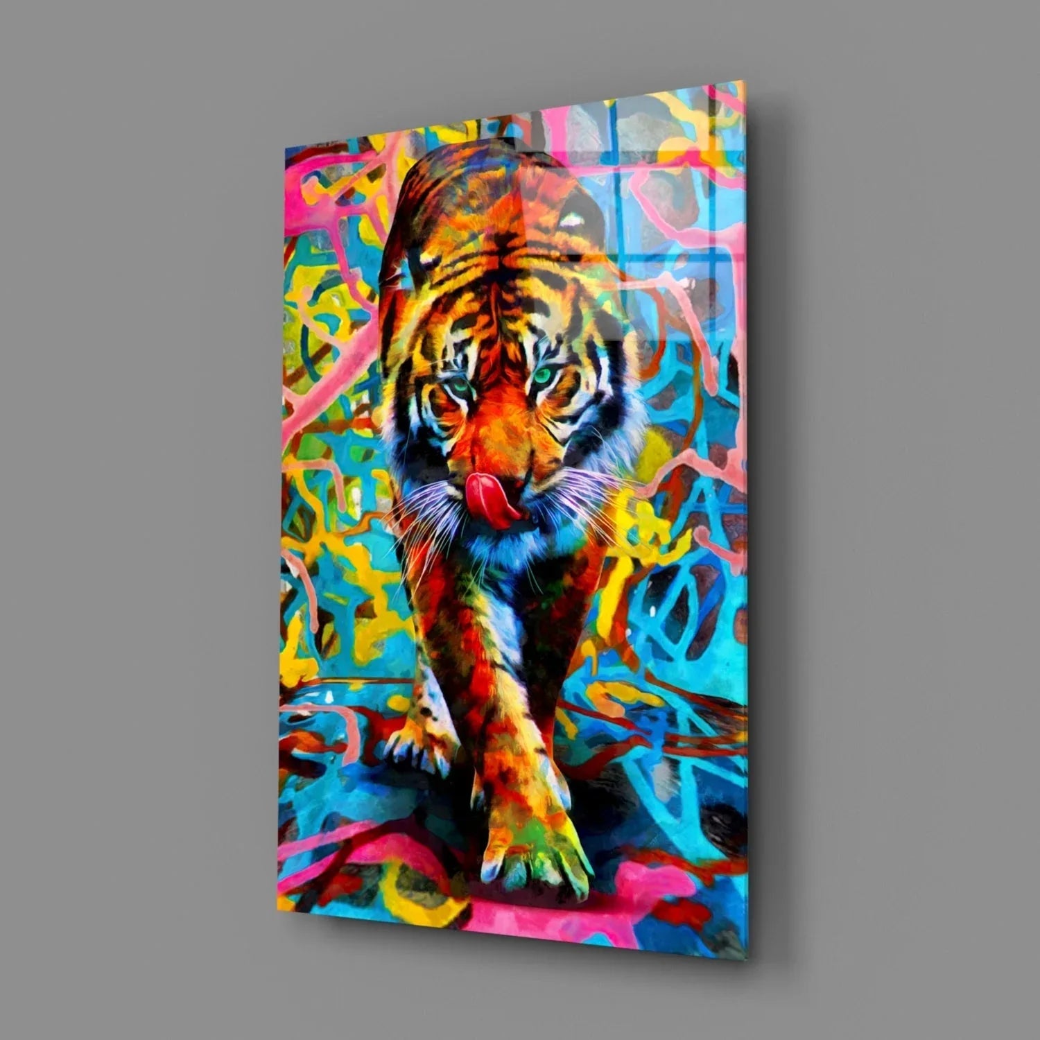 Tiger Glass Wall Art - LUXARTDECO
