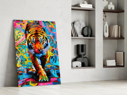 Tiger Glass Wall Art - LUXARTDECO