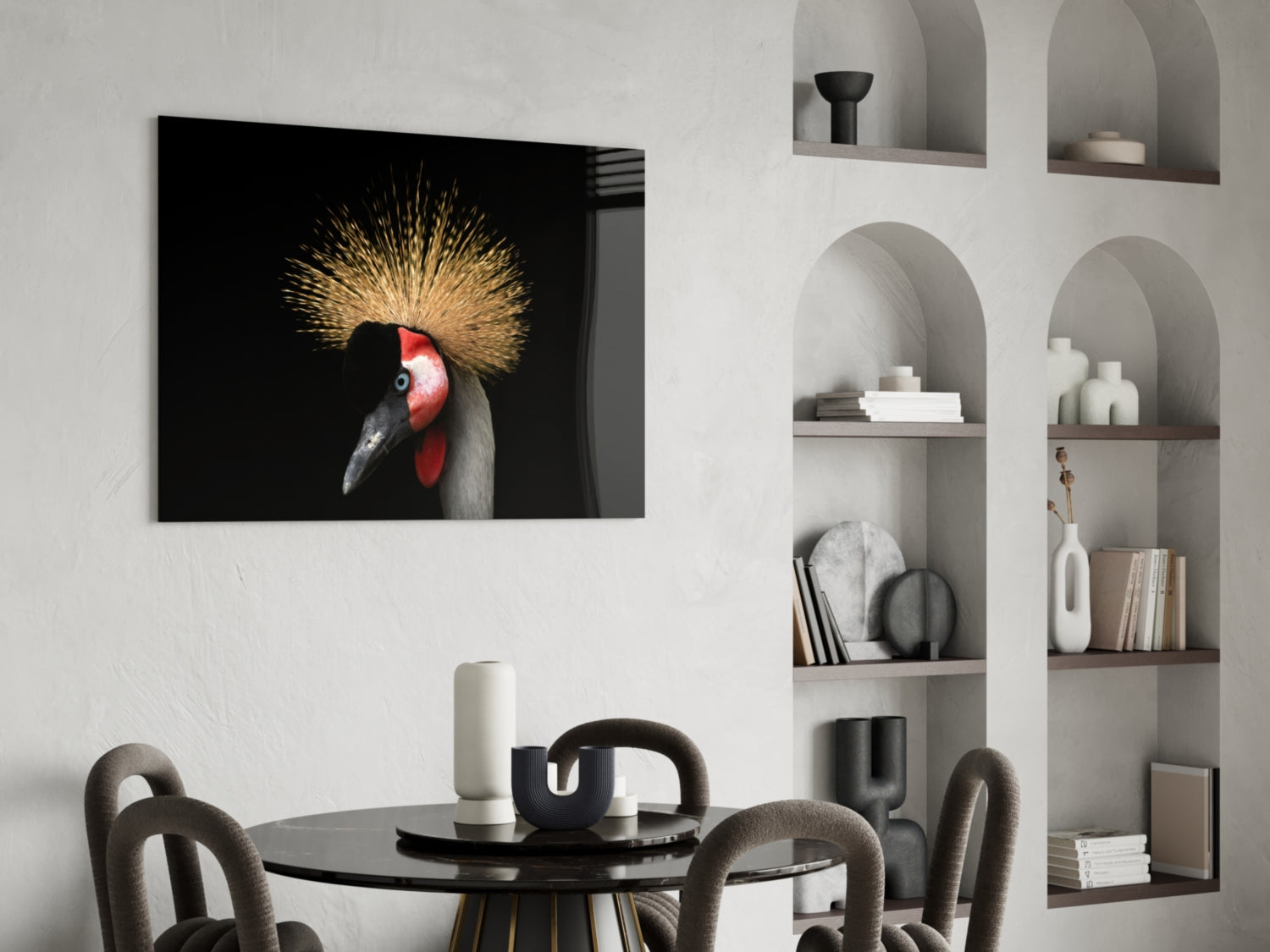 Crane Bird Glass Wall Art