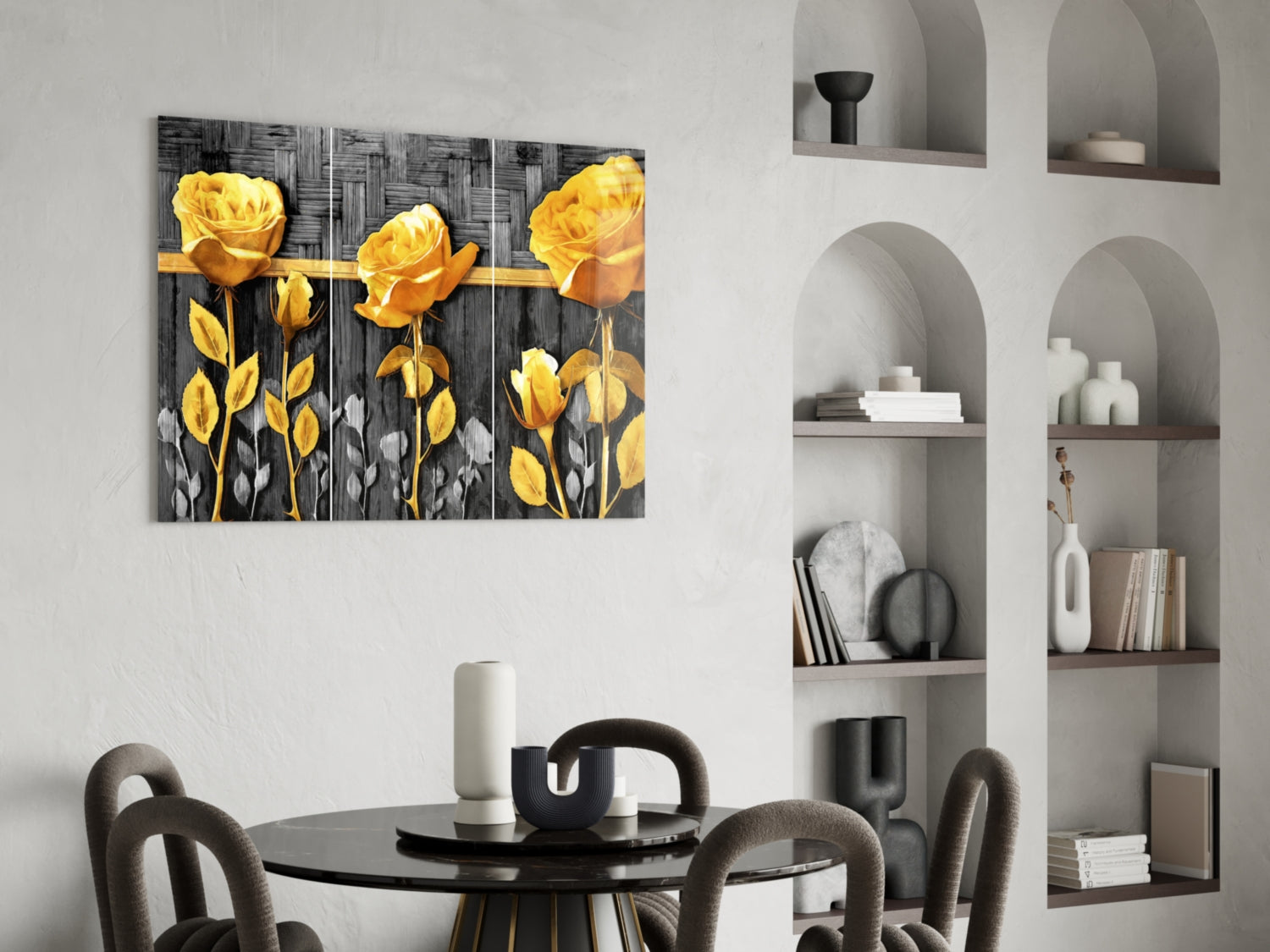 Yellow Rose Glass Wall Art