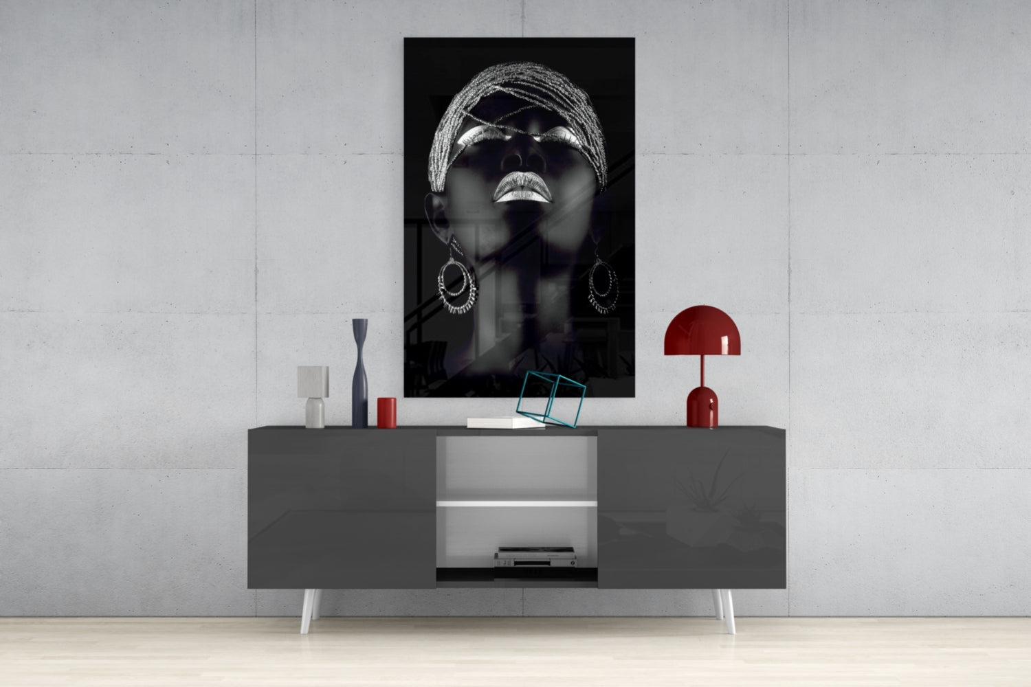 Silver Woman Glass Wall Art