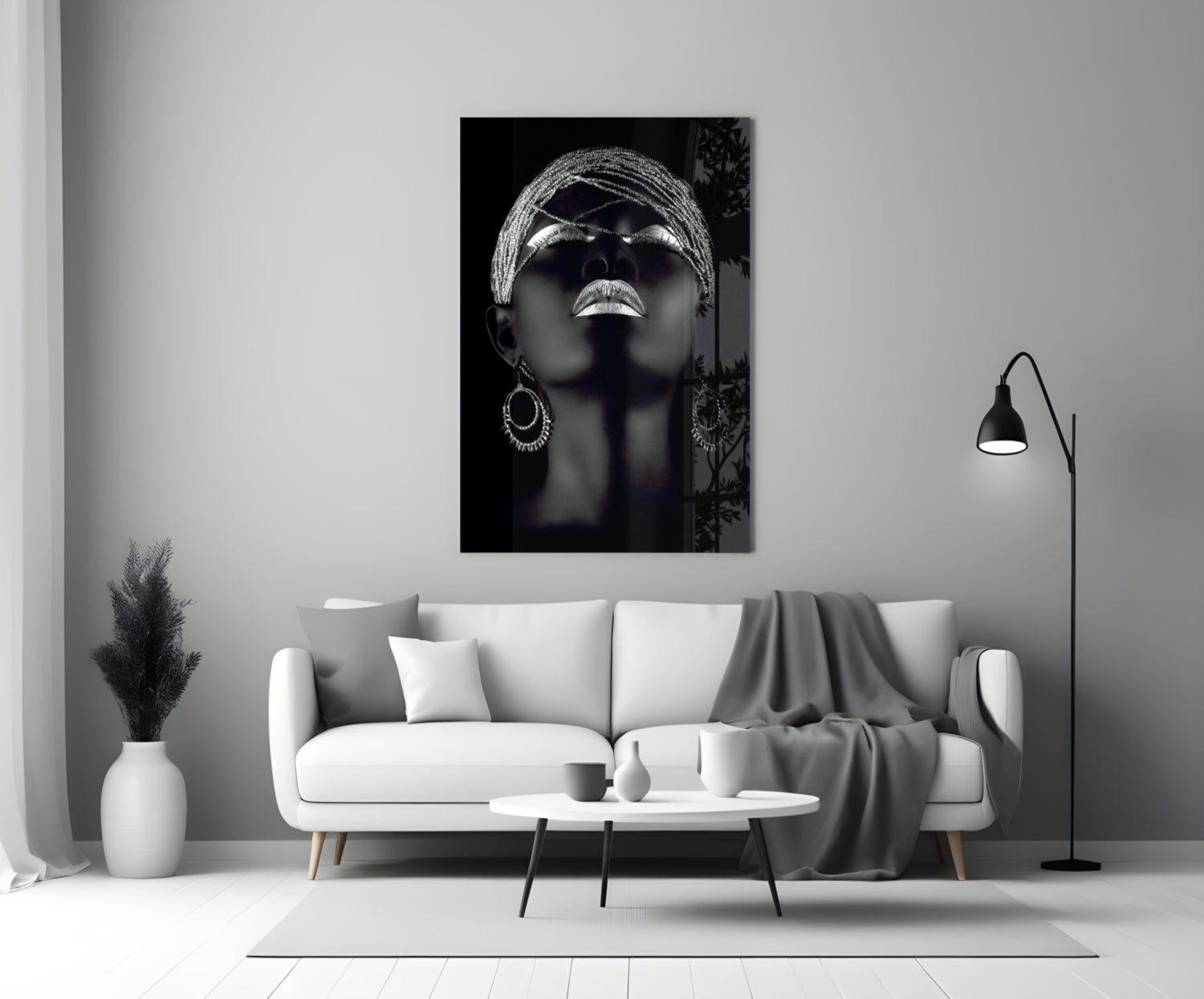 Silver Woman Glass Wall Art