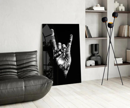 Horns Hands Glass Wall Art - LUXARTDECO