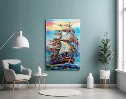 Sailboat Glass Wall Art - LUXARTDECO