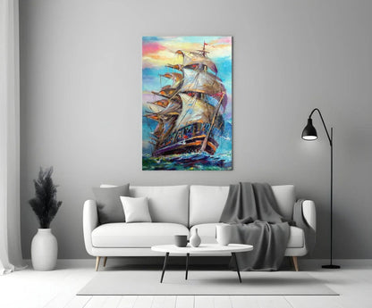 Sailboat Glass Wall Art - LUXARTDECO