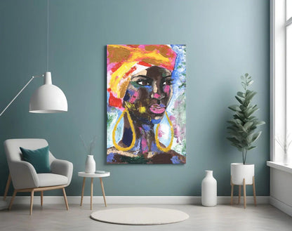 Woman with Earrings Glass Wall Art - LUXARTDECO