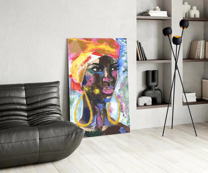 Woman with Earrings Glass Wall Art - LUXARTDECO