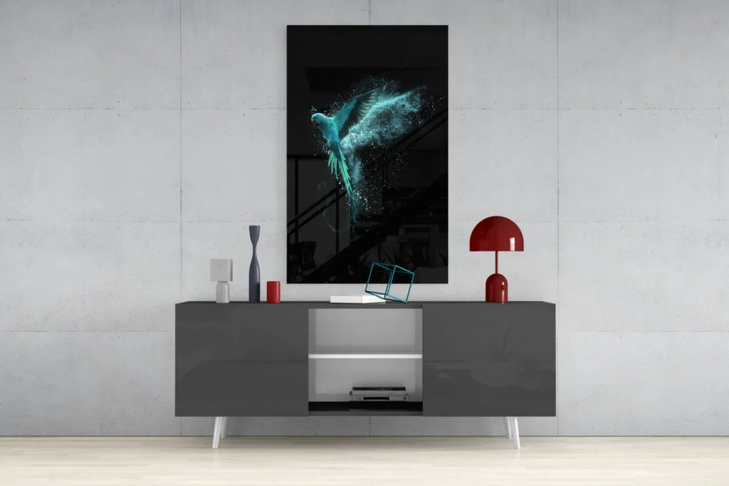 Luminious Parrot Glass Wall Art - LUXARTDECO