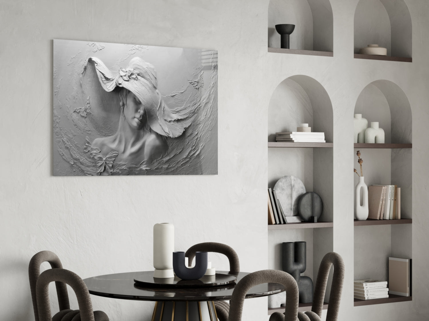 Relief Woman Glass Wall Art