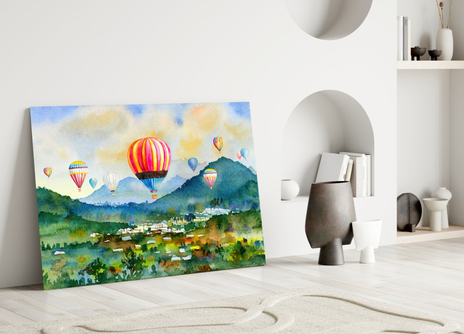 Hot Air Balloons Glass Wall Art