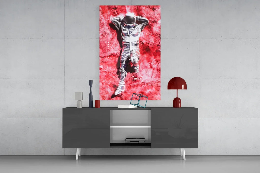 Astronaut and Space Grass Glass Art - LUXARTDECO