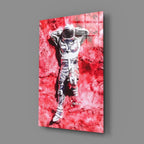 Astronaut and Space Grass Glass Art - LUXARTDECO