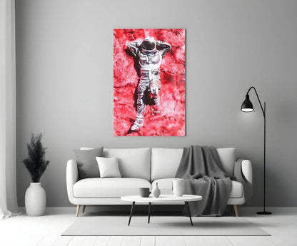 Astronaut and Space Grass Glass Art - LUXARTDECO