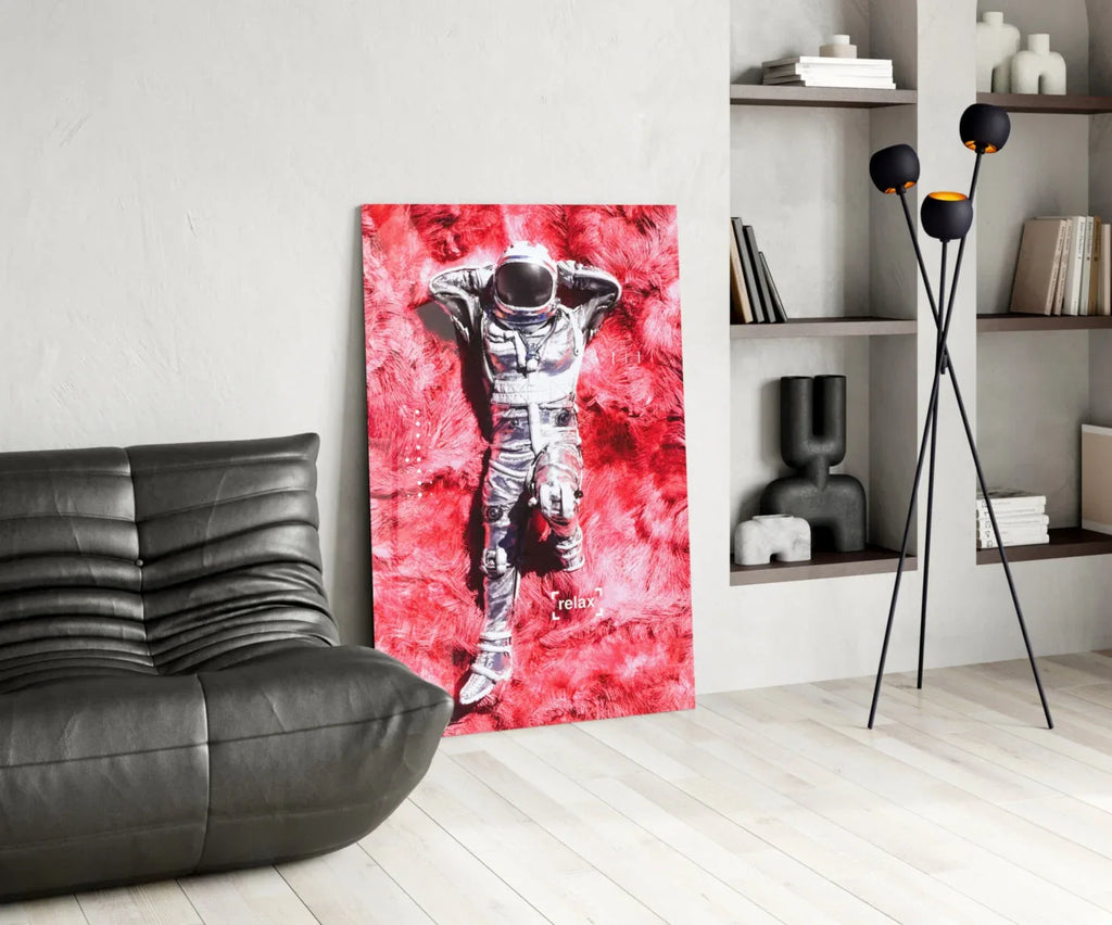 Astronaut and Space Grass Glass Art - LUXARTDECO