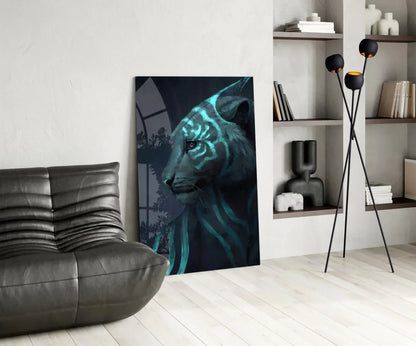 Neon Tiger Glass Art - LUXARTDECO