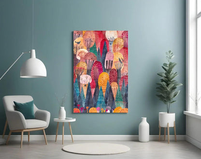 Colorful Trees Glass Wall Art - LUXARTDECO