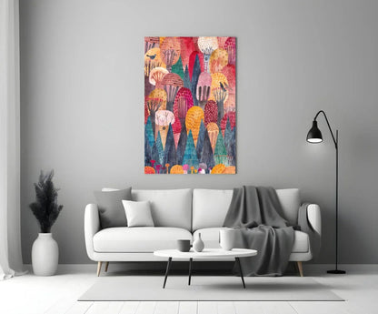 Colorful Trees Glass Wall Art - LUXARTDECO