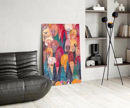 Colorful Trees Glass Wall Art - LUXARTDECO