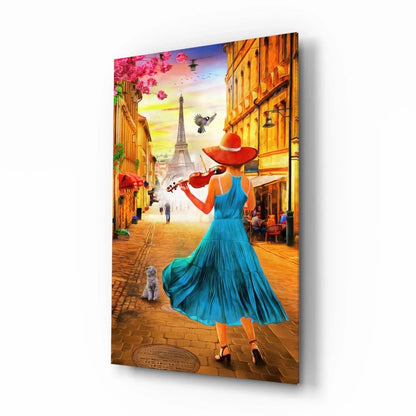 Eiffel and Music Glass Wall Art - LUXARTDECO