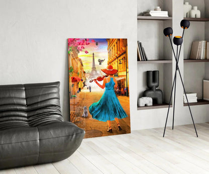 Eiffel and Music Glass Wall Art - LUXARTDECO
