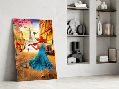 Eiffel and Music Glass Wall Art - LUXARTDECO