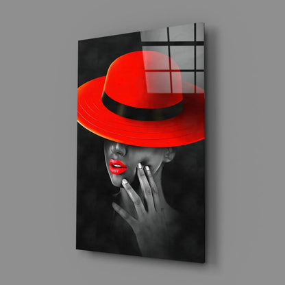 Scarlet Hat Glass Wall Art - LUXARTDECO