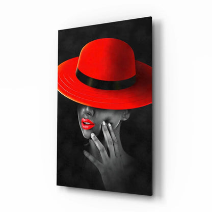 Scarlet Hat Glass Wall Art - LUXARTDECO
