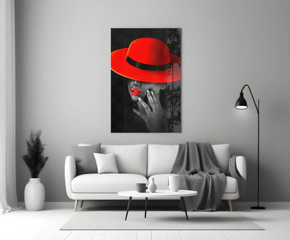 Scarlet Hat Glass Wall Art - LUXARTDECO