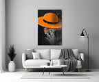 Orange Hat Glass Wall Art