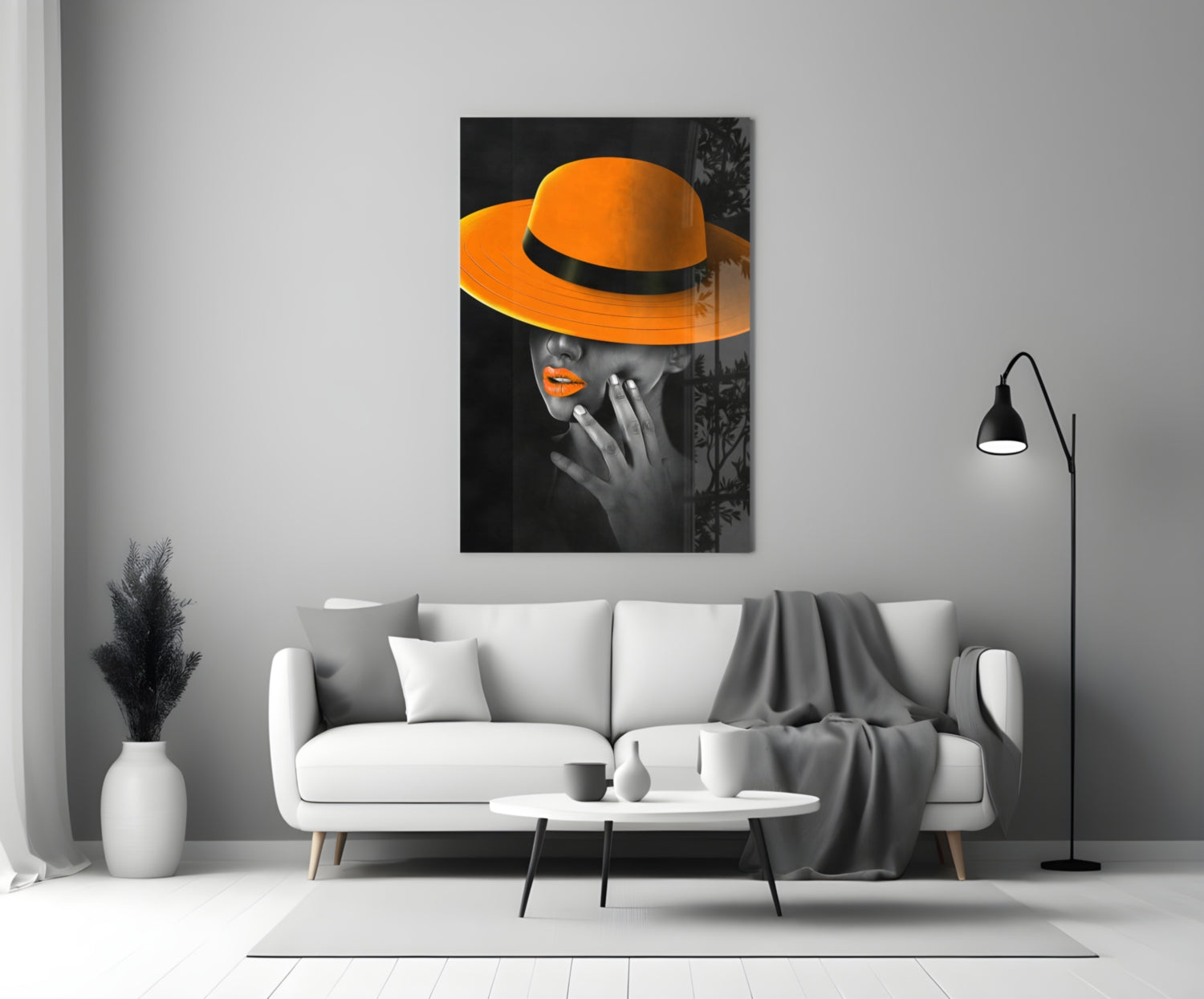 Orange Hat Glass Wall Art