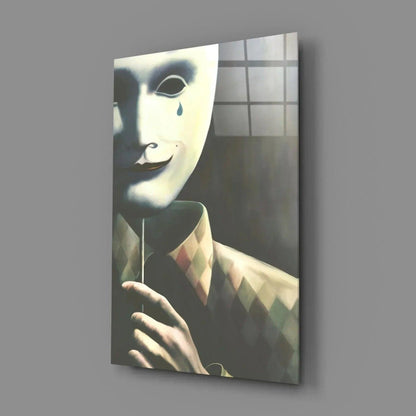 Mask the Sadness Glass Wall Art - LUXARTDECO