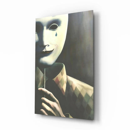 Mask the Sadness Glass Wall Art - LUXARTDECO