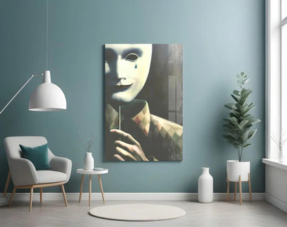 Mask the Sadness Glass Wall Art - LUXARTDECO