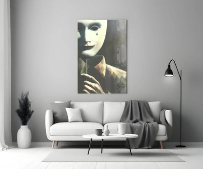 Mask the Sadness Glass Wall Art - LUXARTDECO