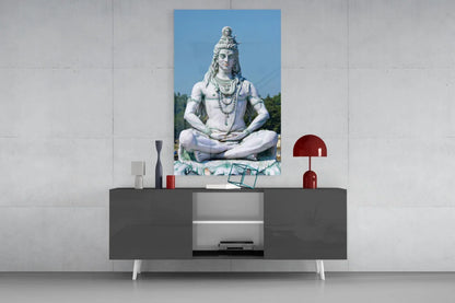 Shiva in Meditation Glass Wall Art - LUXARTDECO