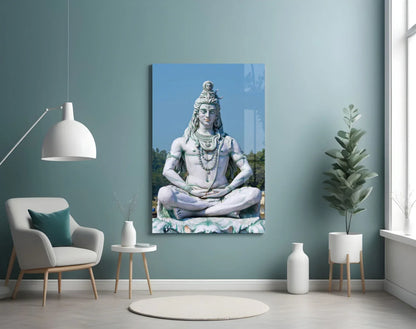 Shiva in Meditation Glass Wall Art - LUXARTDECO