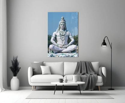 Shiva in Meditation Glass Wall Art - LUXARTDECO