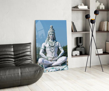 Shiva in Meditation Glass Wall Art - LUXARTDECO