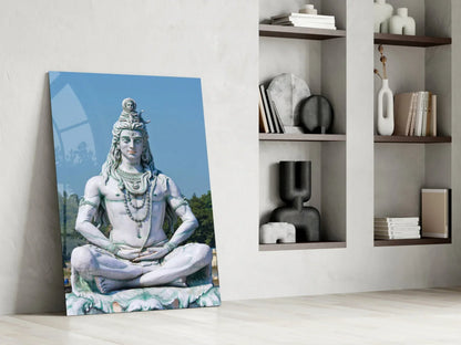Shiva in Meditation Glass Wall Art - LUXARTDECO