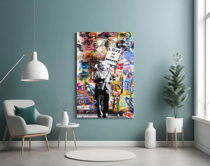 Banksy, Love is the Answer Glass Wall Art - LUXARTDECO