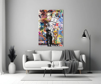 Banksy, Love is the Answer Glass Wall Art - LUXARTDECO