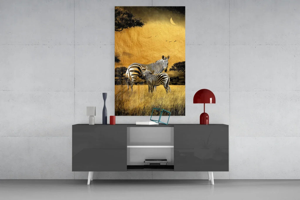 Zebras Glass Wall Art - LUXARTDECO