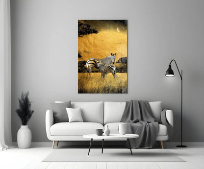 Zebras Glass Wall Art - LUXARTDECO