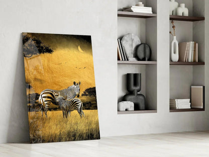 Zebras Glass Wall Art - LUXARTDECO