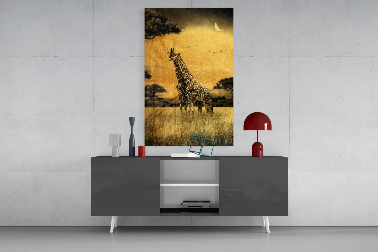 Giraffes Glass Wall Art - LUXARTDECO